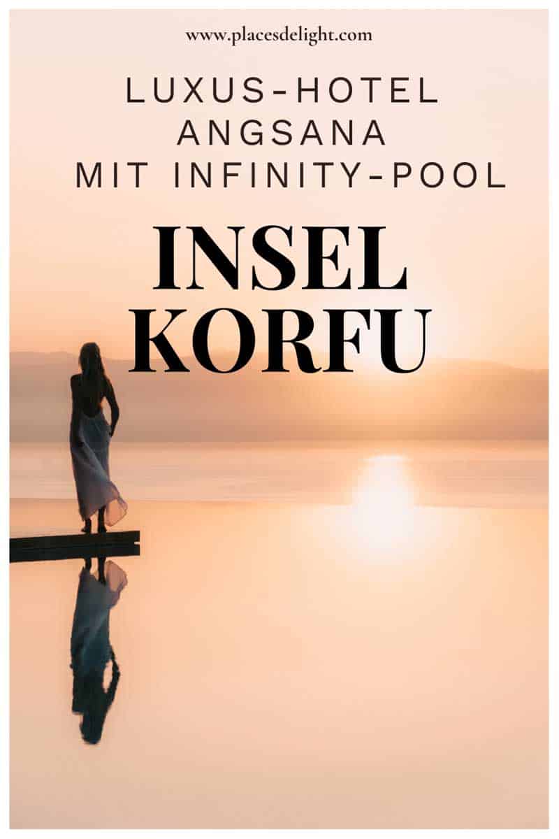 Pinterest Pin von Reiseblog Places Delight mit Bild zu Infinity Pool auf Korfu